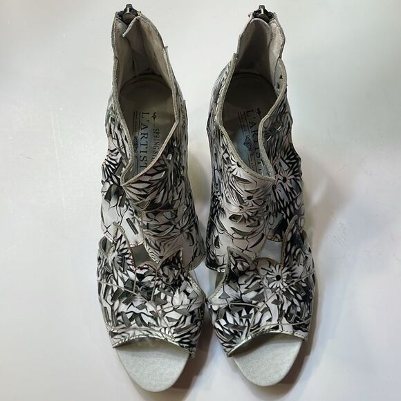 L’Artistic Womens Spring Step Amora Hand Painted Leather  Sandal Heel Sz 10.5 - Picture 2 of 14